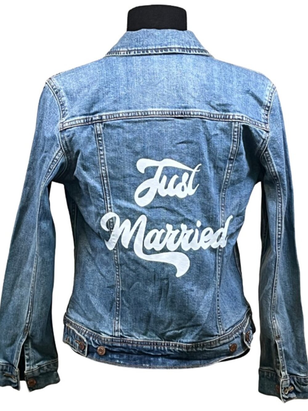 Old Navy Just Married Denim Jacket Bridal Wedding Bride Small